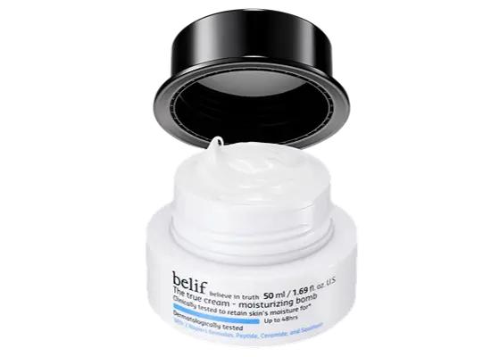 belif Moisturizing Bomb – Daily Ceramide Moisturizer with Peptide & Squalane, 48hr Hydration & Anti-Aging Cream, Milky & Lightweight, Restores Skin Barrier, Korean Skincare, 1.68 fl oz (50ml)